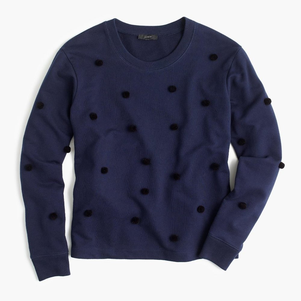 J.Crew Navy Pom Pom Sweater Size S